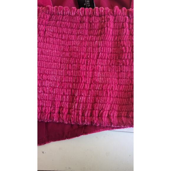 New Rachael Zoe Red velvet crop smocked button front tank size small - Picture 5 of 11